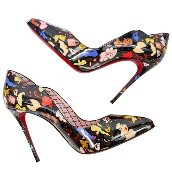 New Christian Louboutin Hot Chick Dr Bored Patent Leather Pumps Black Size 37 - Picture 6 of 10